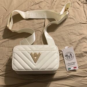 Valentino Orlandi White Quilted Crossbody Bag